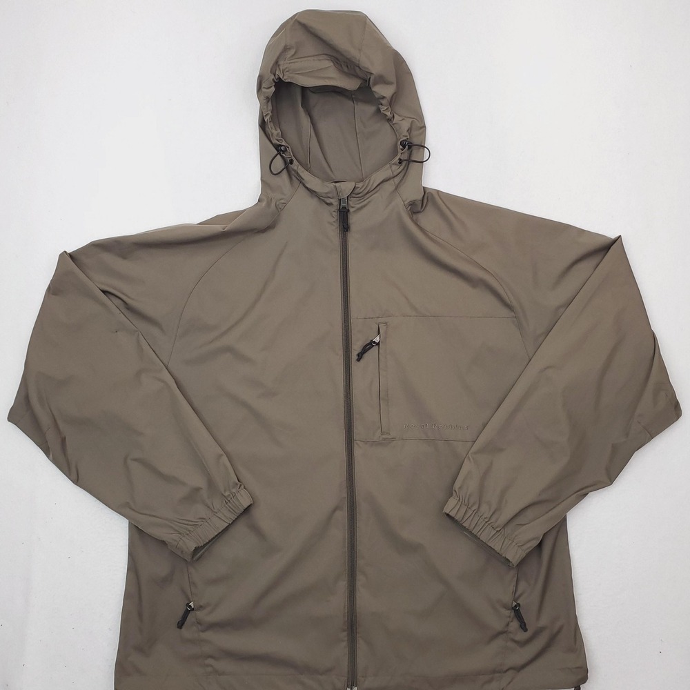 Royal Robbins Jacket Mens XL Green Hooded Lightweight Windbreaker Outdoor Hiking